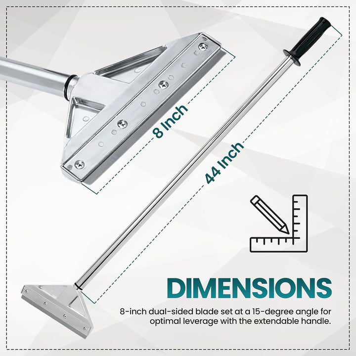 8-Inch Floor Scraper Tool with Razor Blade,  floor scraper with telescoping handle and cushioned grip for removing residue, labels and debris