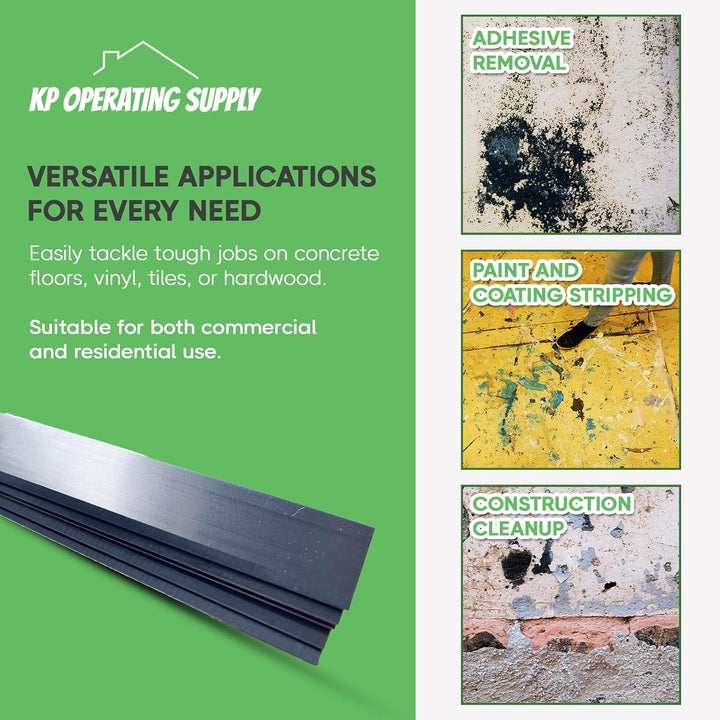 8-Inch Floor Scraper Blades, 5 Pack Replacement, Five 8-inch angled replacement blades fit compatible floor scrapers for flooring removal, adhesive, residue and demolition