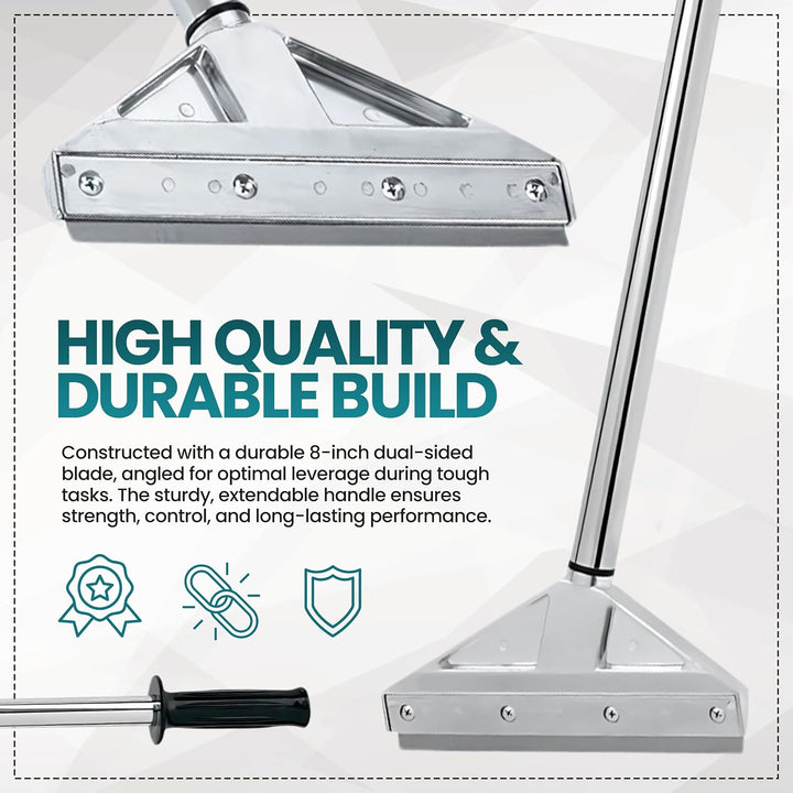 8-Inch Floor Scraper Tool with Razor Blade,  floor scraper with telescoping handle and cushioned grip for removing residue, labels and debris