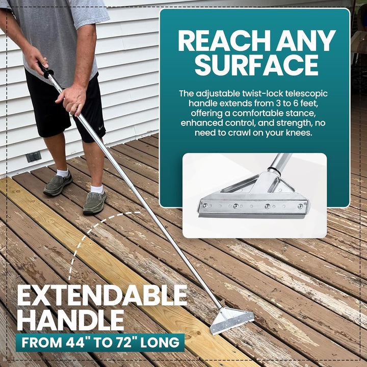 8-Inch Floor Scraper Tool with Razor Blade,  floor scraper with telescoping handle and cushioned grip for removing residue, labels and debris